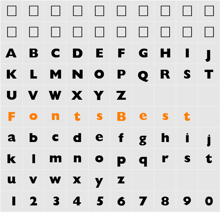 Giligan ExtraBold Character Map