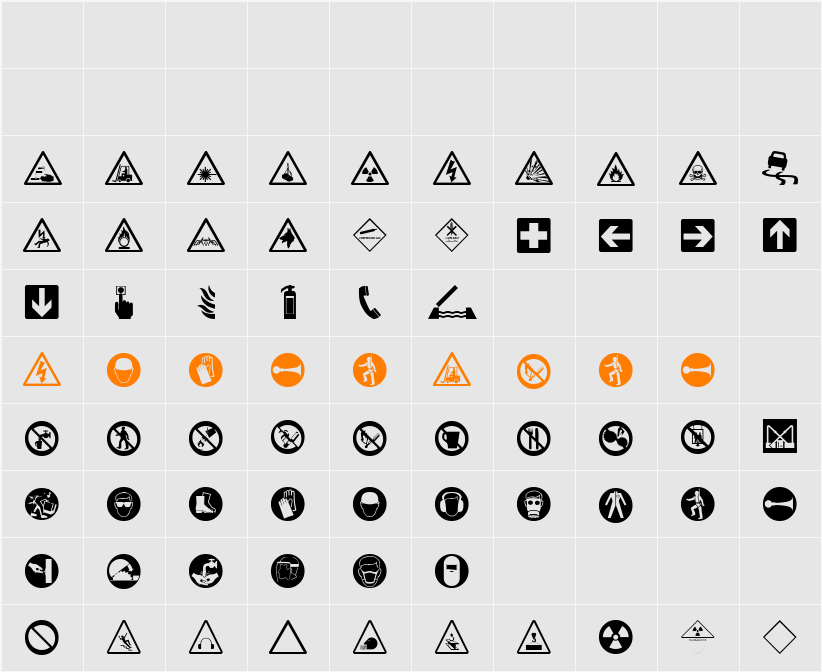 Hazard Signs Character Map