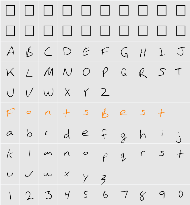JodysHand Character Map