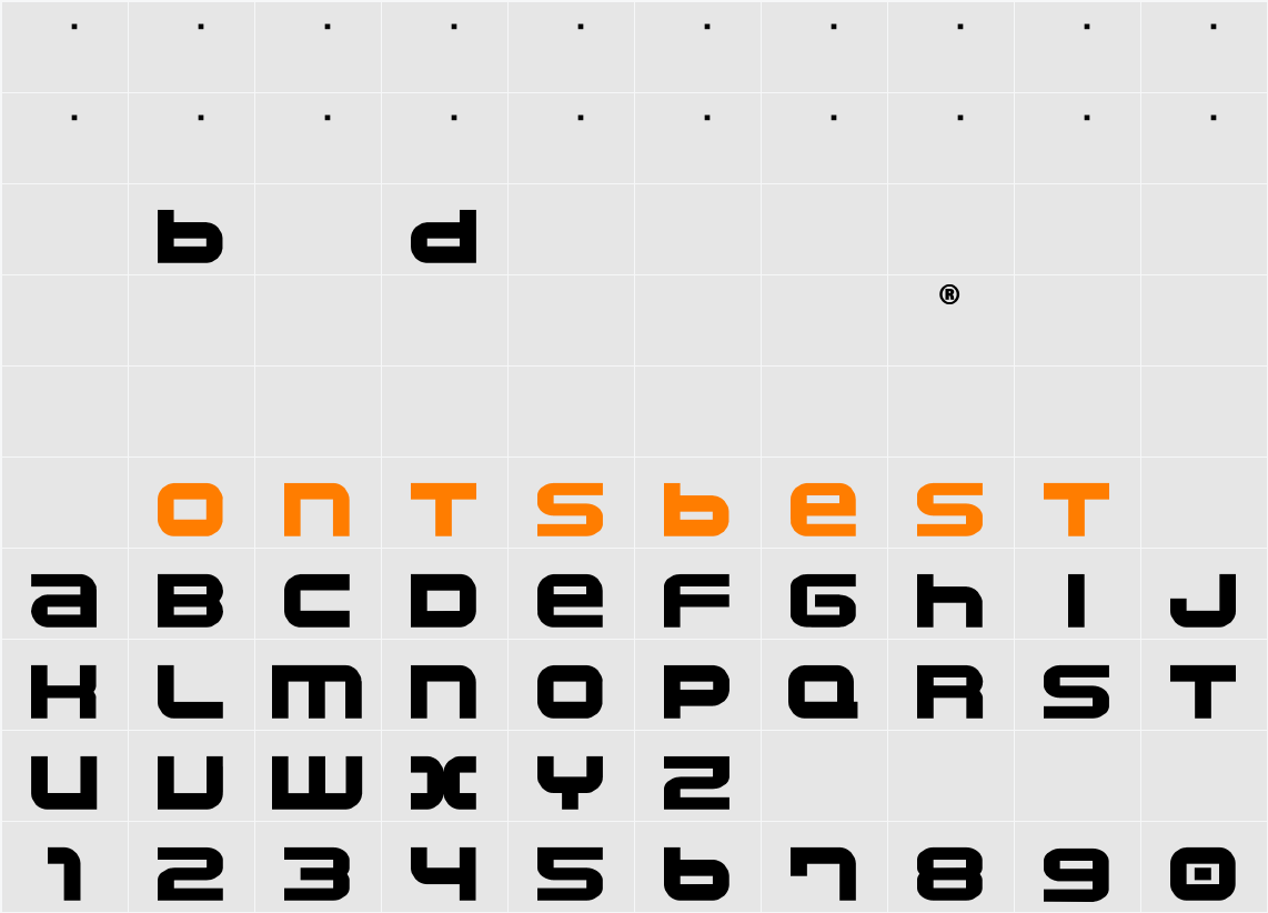 namco regular Character Map