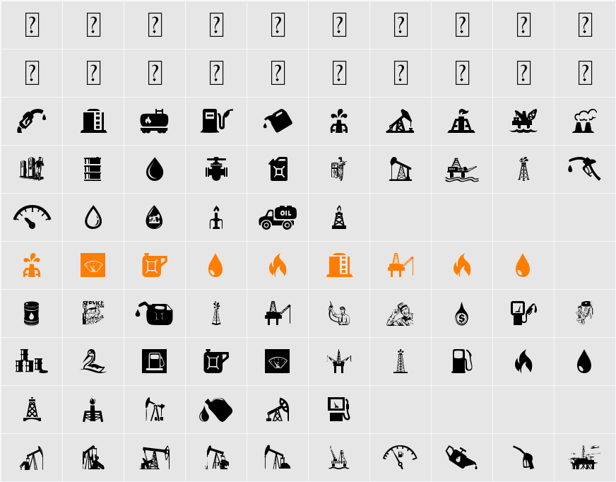 Oil Icons Character Map