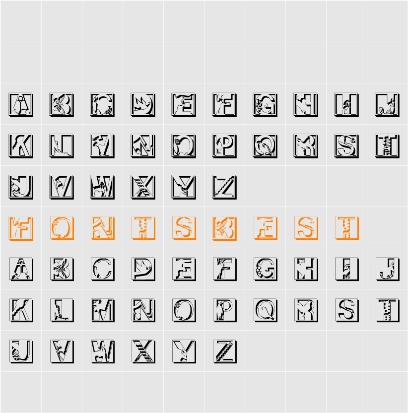 PixCapsShadow Character Map