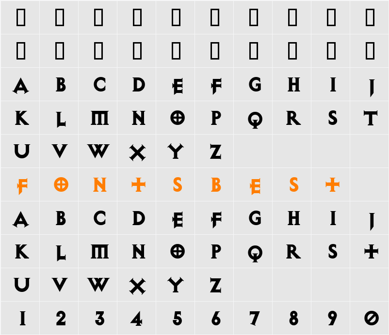 Exocet Character Map