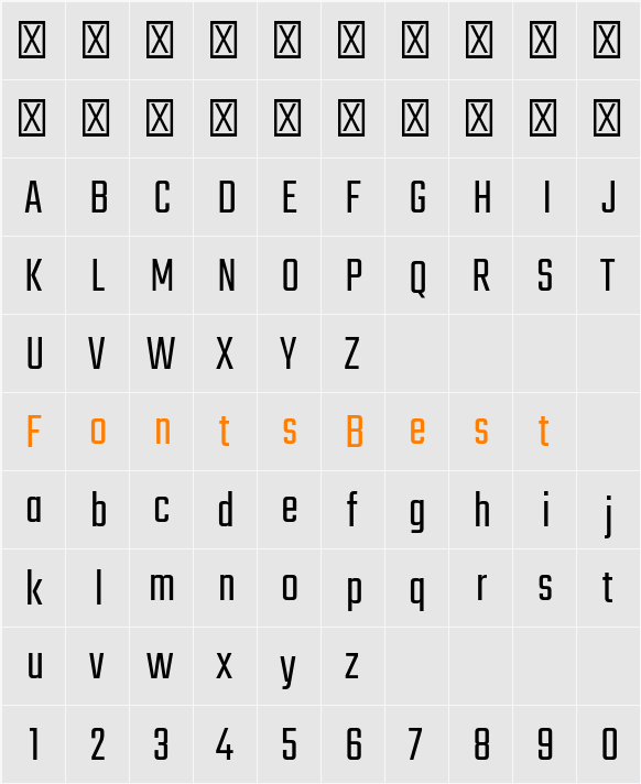 Teko Light Character Map