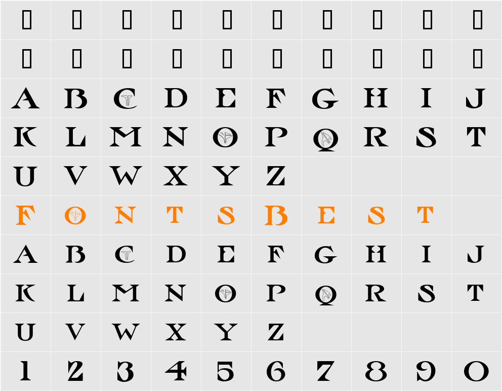 LHF Strong Angle Character Map