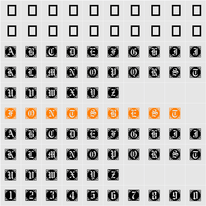 GothicCornerCaps Character Map