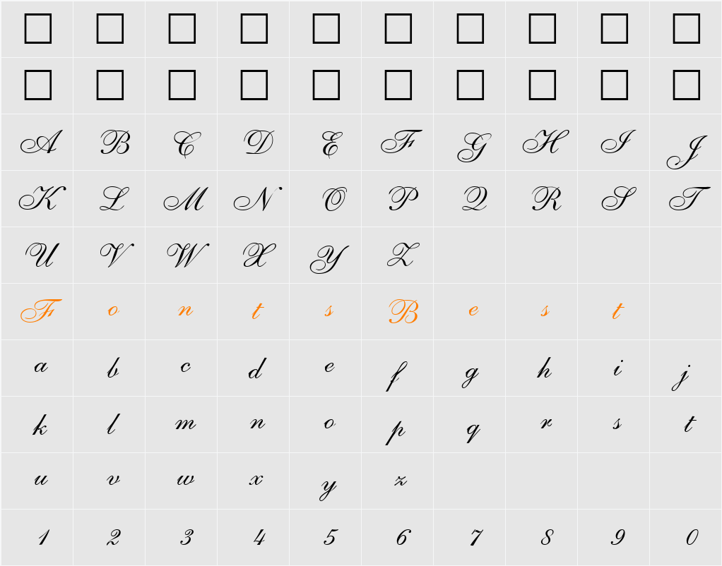 ShirleyAllegro DB Character Map