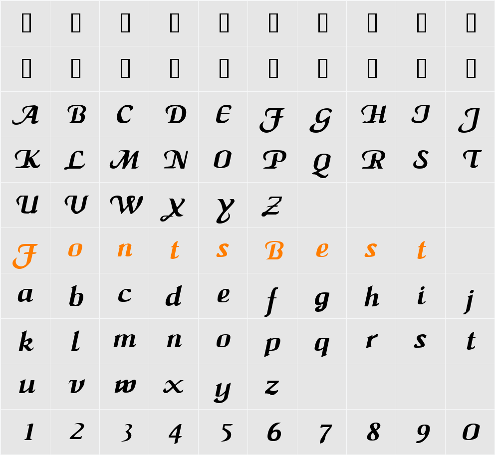 MaidenWord Character Map