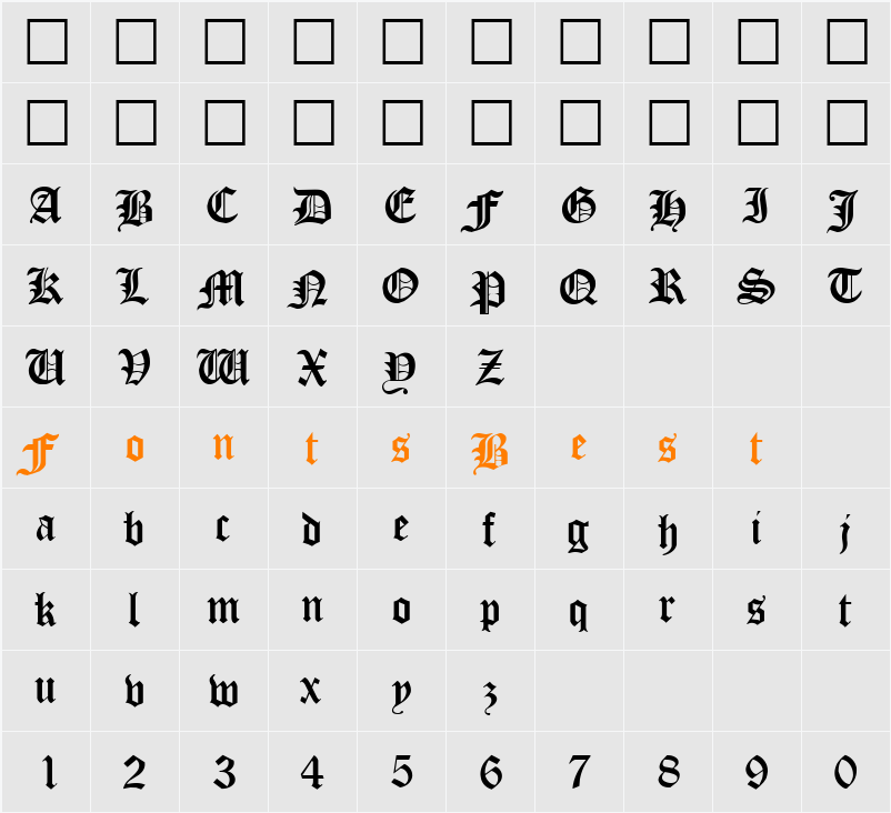 QTCloisteredMonk Character Map
