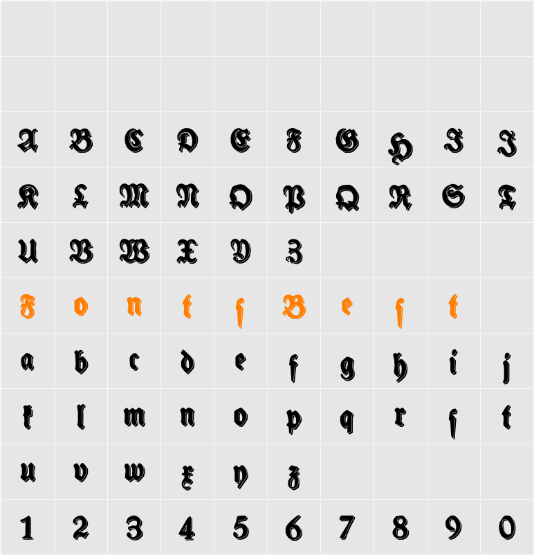 Schneidler Halb Fette Shadow Character Map
