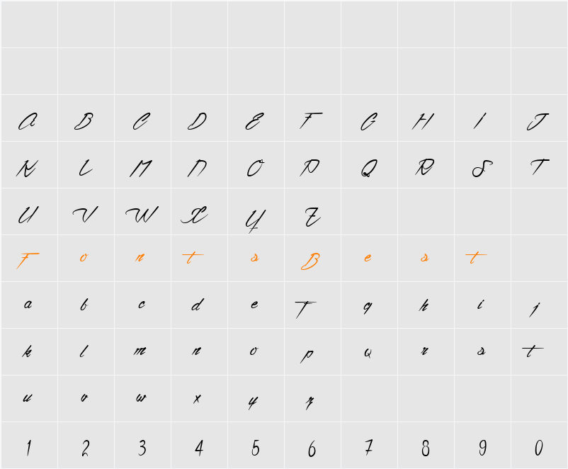 Ventilla Script Character Map