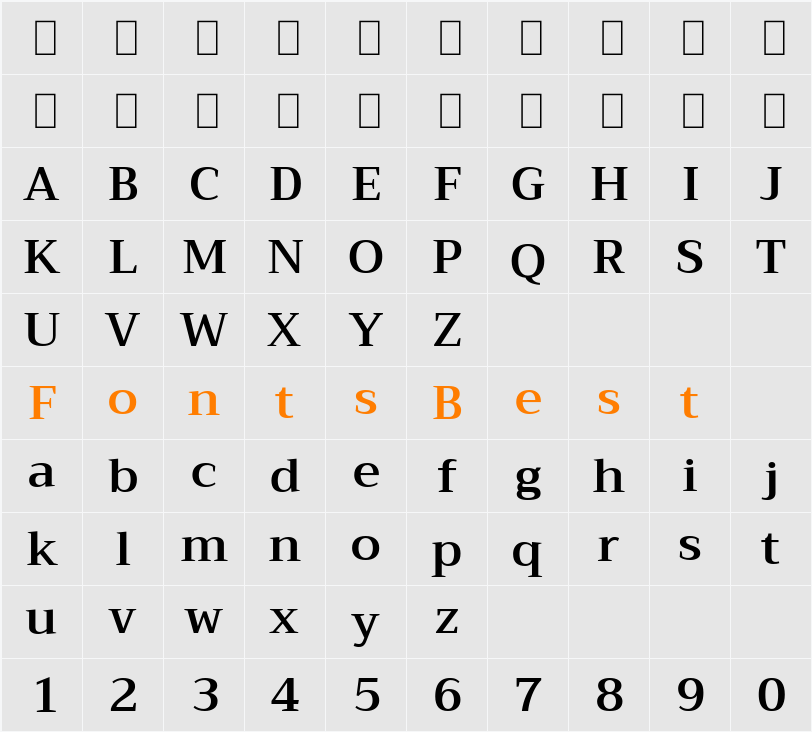 Trirong SemiBold Character Map