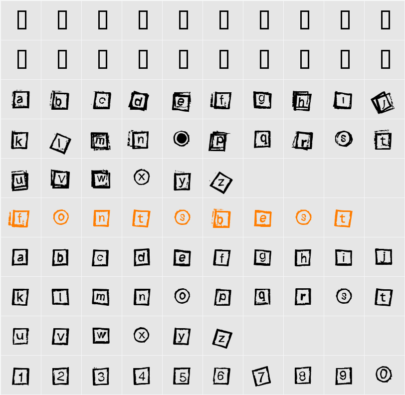 Bloktype Character Map