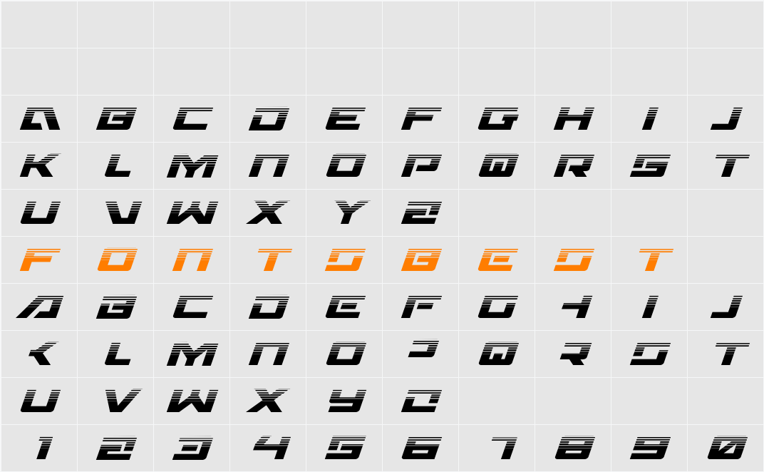 Wildcard Halftone Italic Character Map