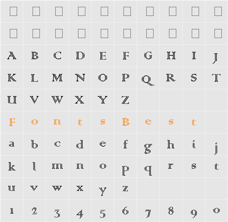 Colonna MT Character Map