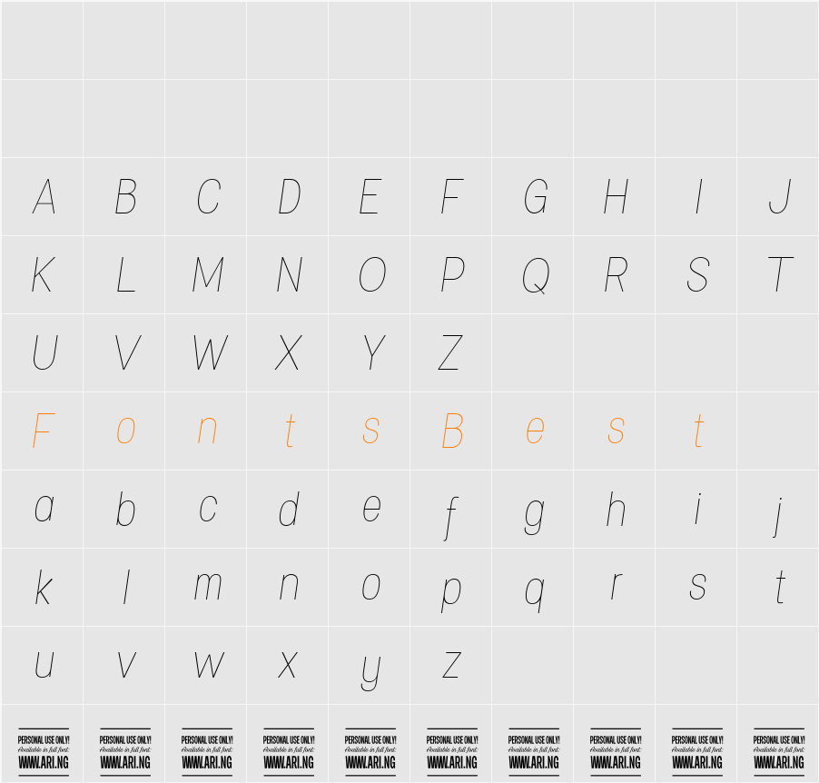 Specify PERSONAL Condensed Character Map