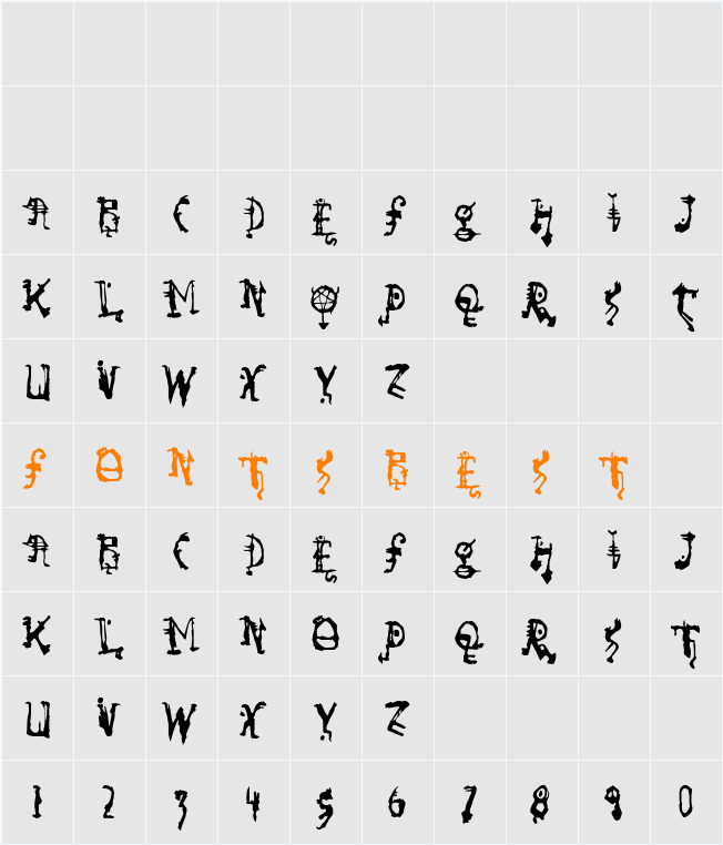 So Run Down Character Map
