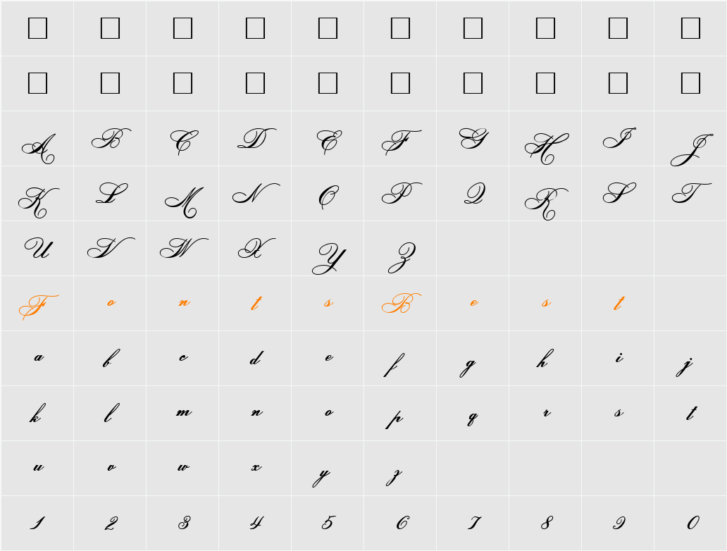 HeddyOpti-Script Character Map
