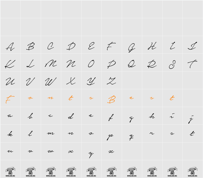 Notera Personal Use Only Character Map