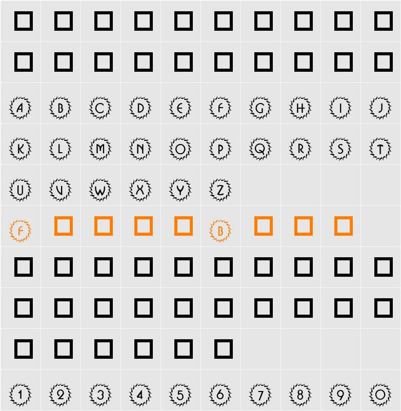 101! Deco Type 1 Character Map
