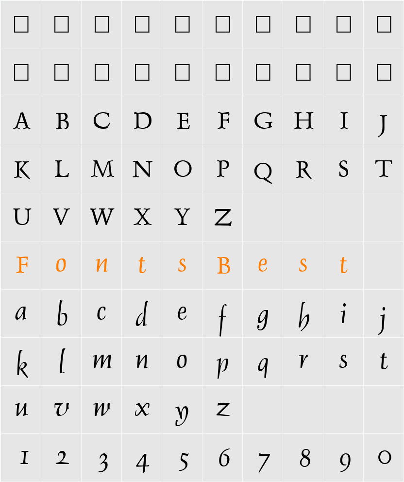 Debden Character Map