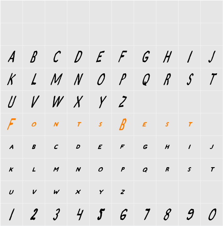 Zamboni Joe Italic Character Map