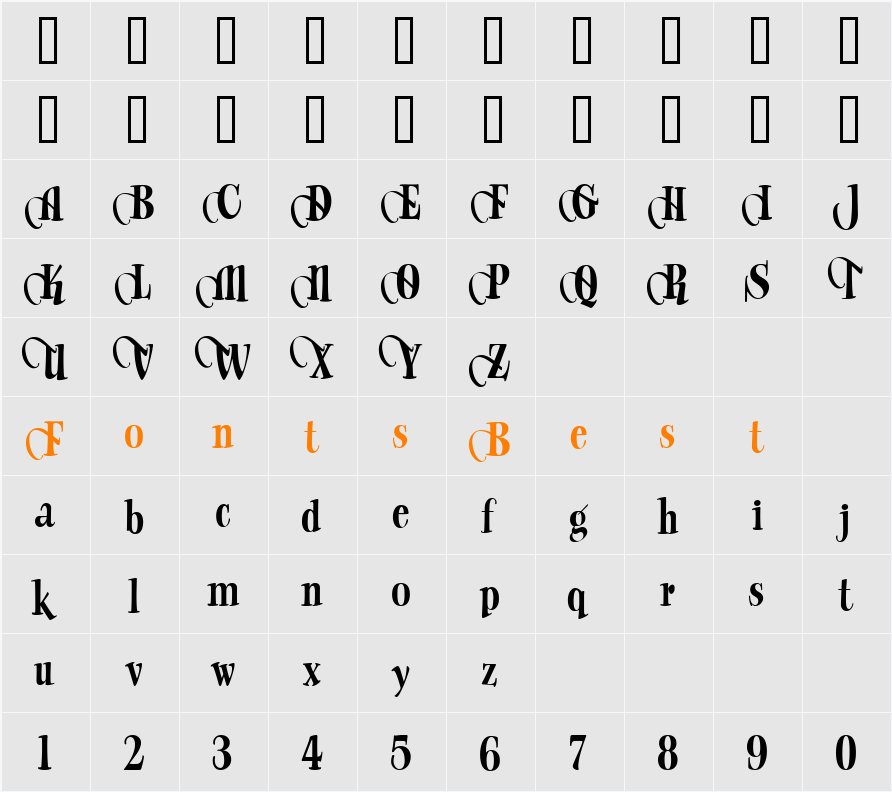 LHF Wade Grotesque EXTRA SWASH Character Map