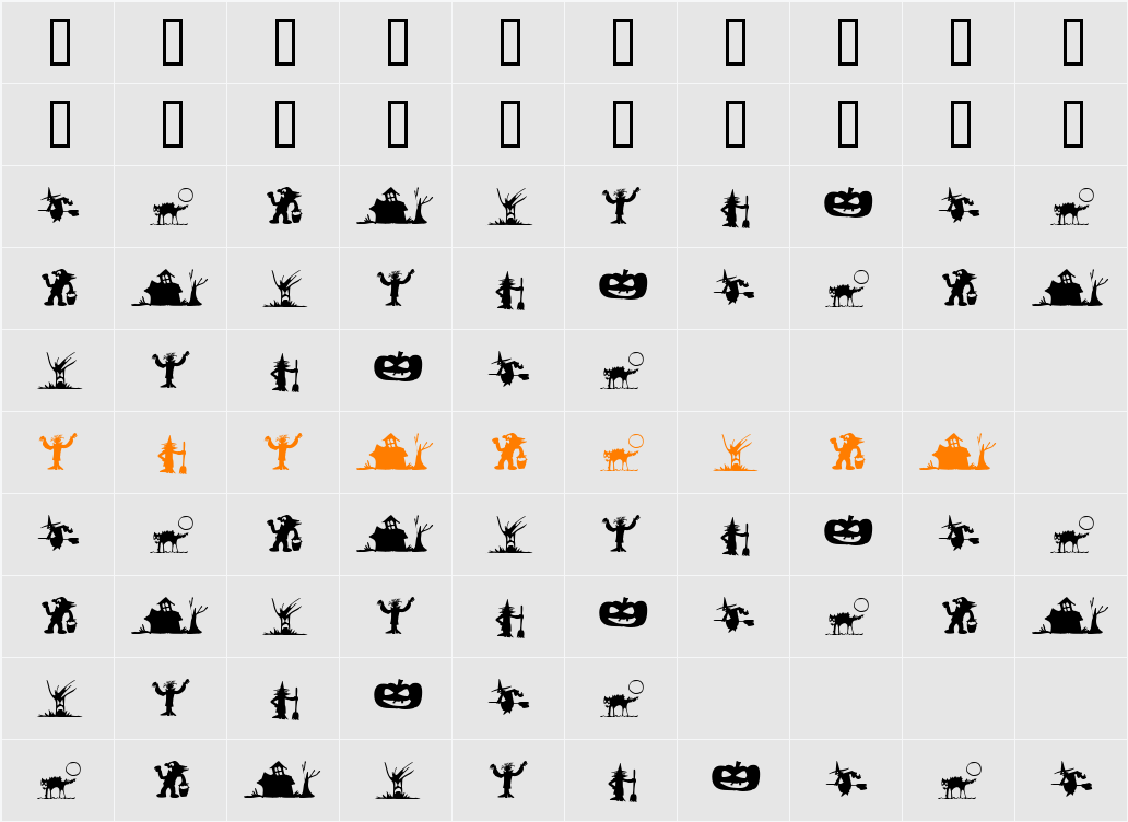 SilBooettes Character Map