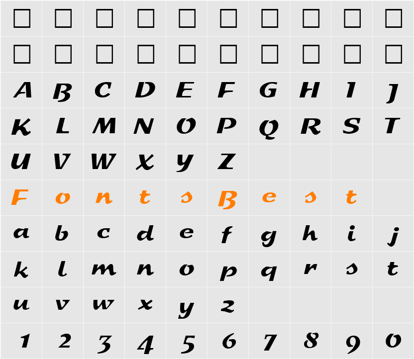 DeccaDisplaySSK Character Map