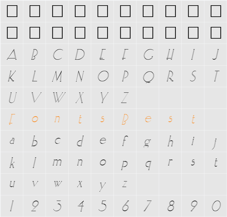 ElisiaOpenface Character Map