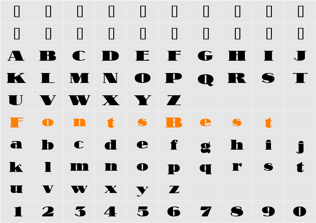 MakarDisplaySSi Character Map