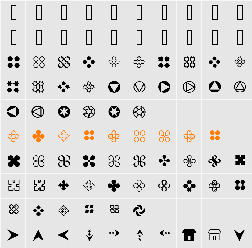 Gembats 1 Character Map