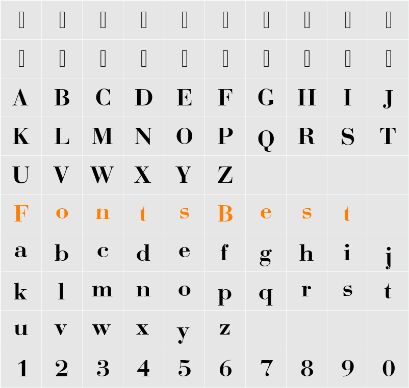 BodoniNo1URWDDemBol Character Map