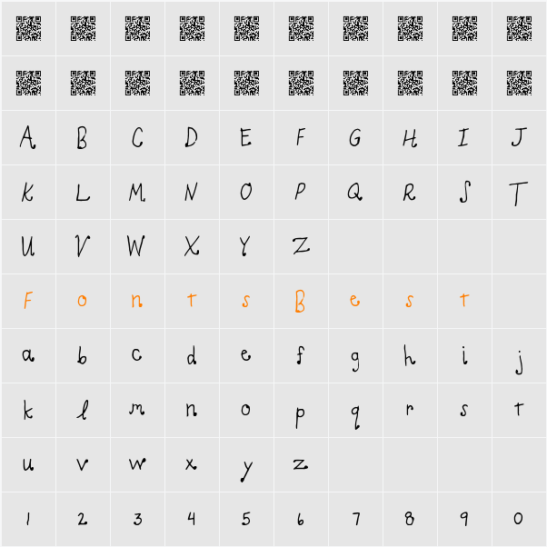 LightCurls Character Map