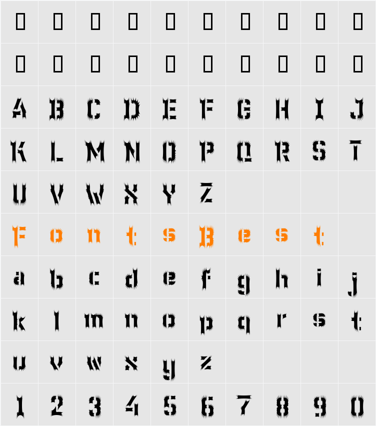 WC Wunderbach Wimpern Character Map