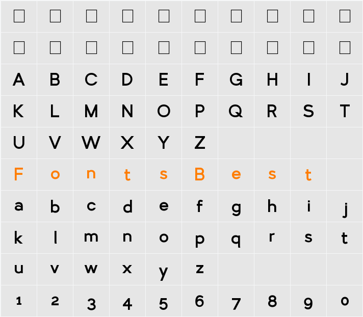 Larke Sans Bold Character Map
