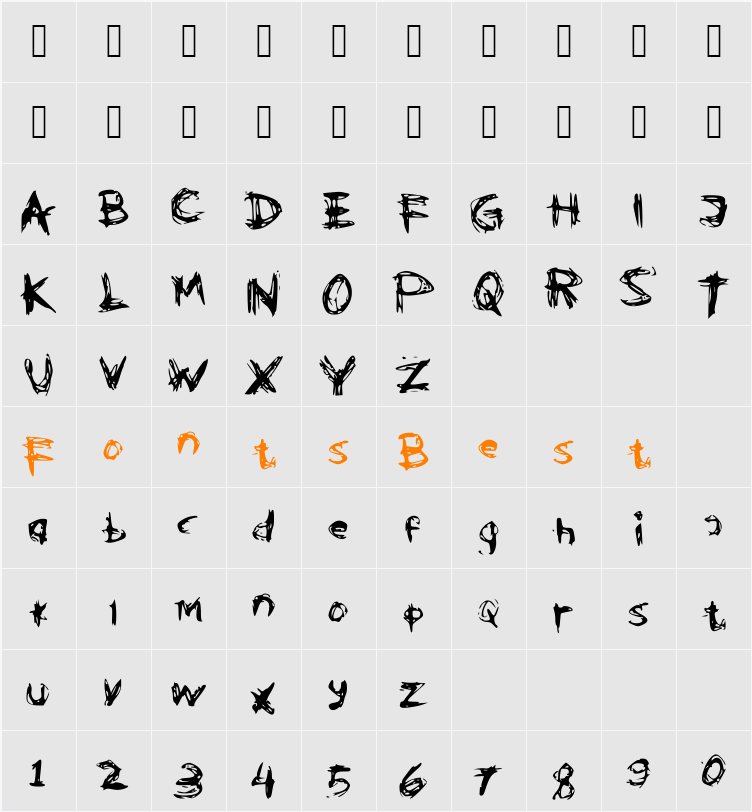 KleptoOperaGrunge Character Map