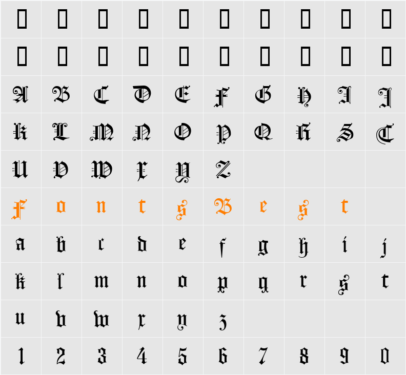 KoenigsbergerGotisch Character Map