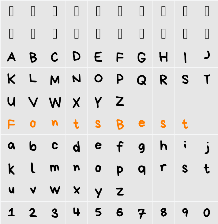 Bryndan Write Character Map