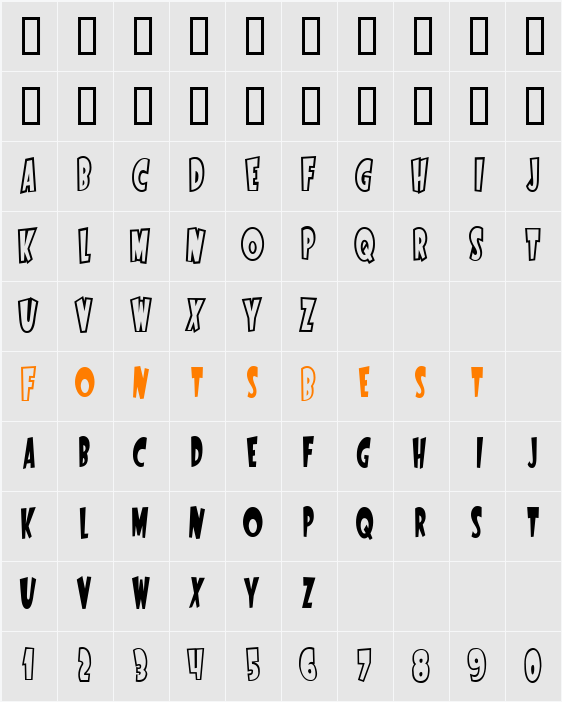 StartlingFont Character Map