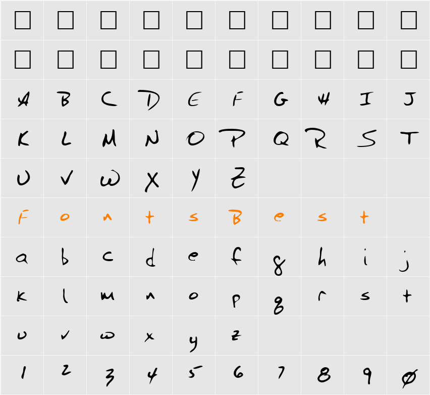 BudsHand Character Map