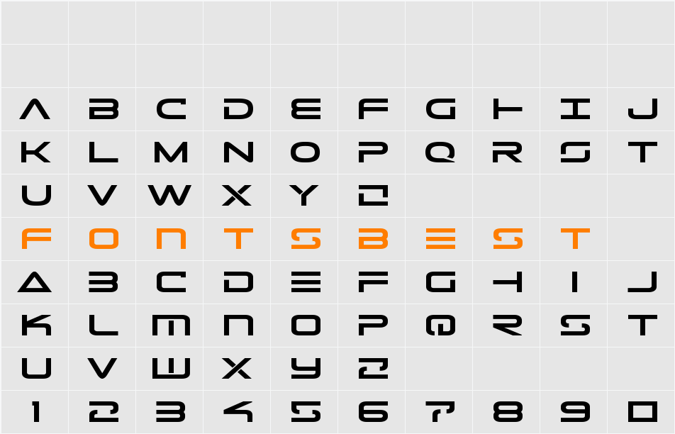 Tele-Marines Bold Expanded Character Map