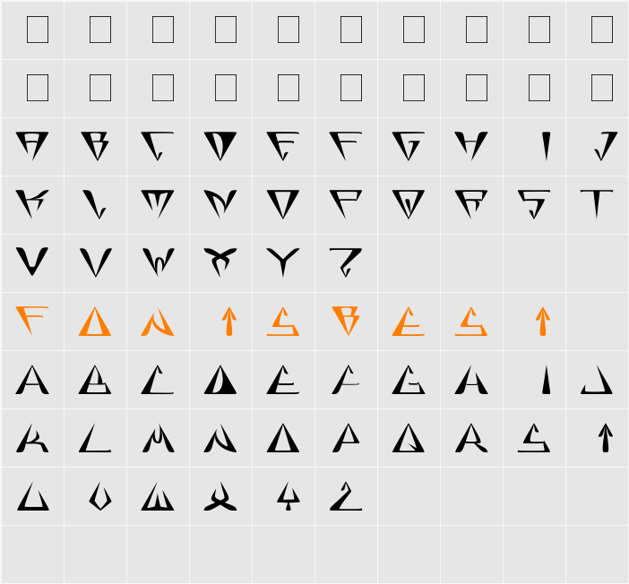 GlOrY Character Map