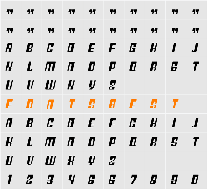 Plastic No.20 Character Map