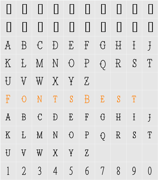 Santiago BTN Condensed Light Character Map