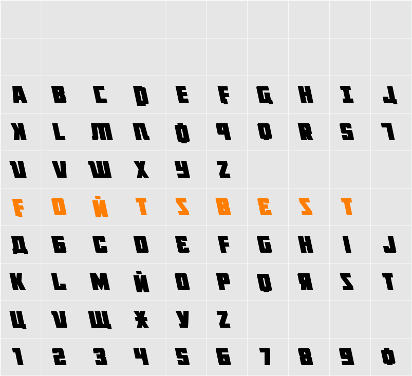 October Guard Leftalic Character Map