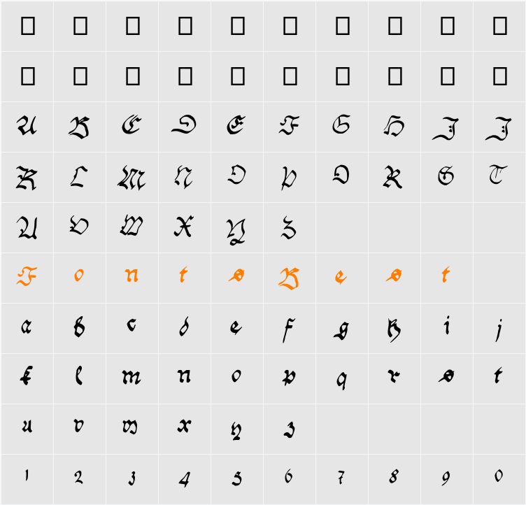 Handwriting_Schwabacher Character Map