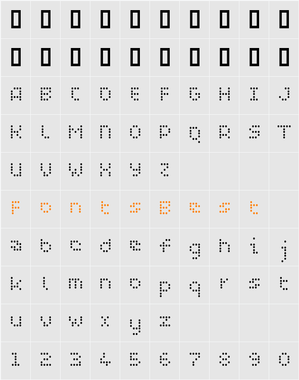 WC PIXHOLE Bta Character Map