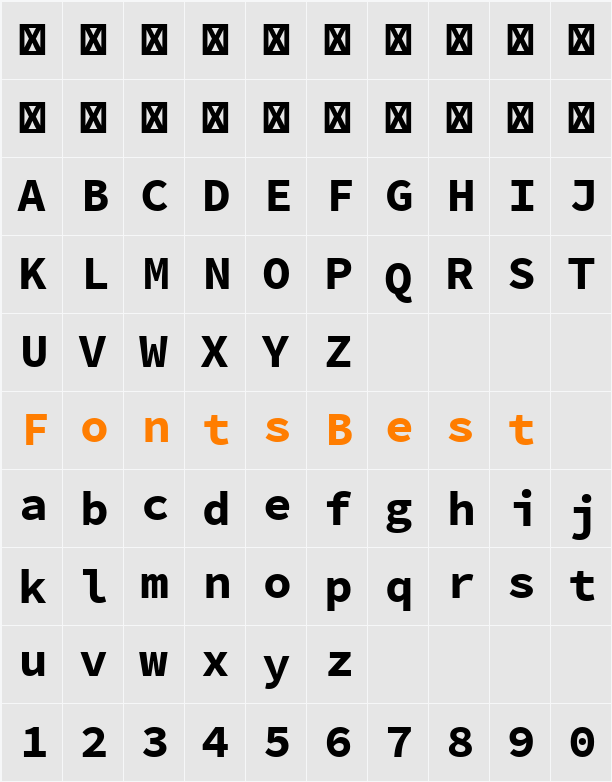 Source Code Pro Character Map