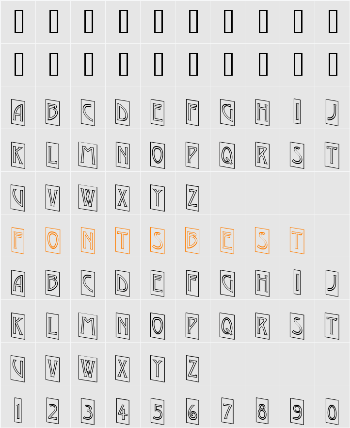 a_ModernoCmOtlDn Character Map